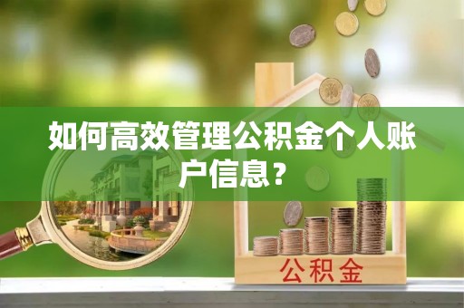灵璧如何高效管理公积金个人账户信息？